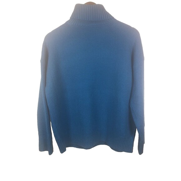 Ann Taylor NWT Women's  Turtleneck Sweater SZ M blue Chunky Fisherman Cable Knit - Picture 7 of 10
